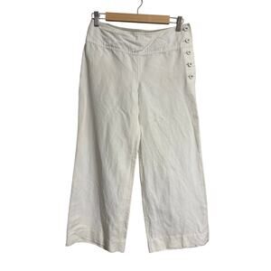 Cartonnier Anthropologie Wide Leg Cropped Sailor Pants Linen Blend Size 4